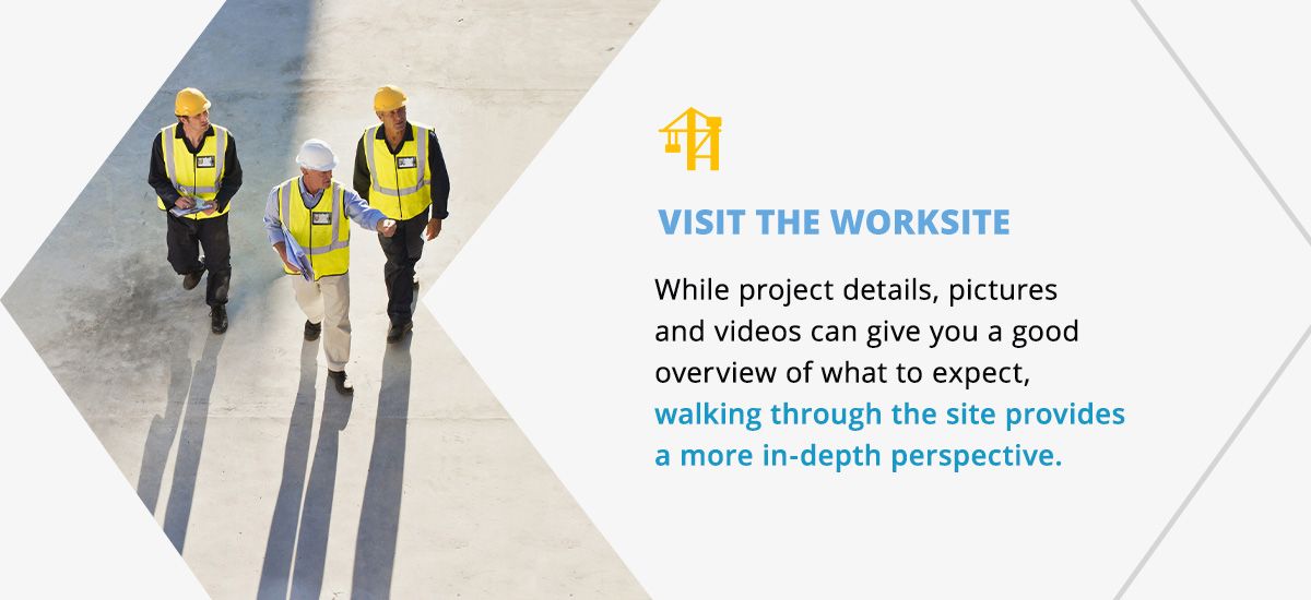 construction workers visiting a worksite to get project details